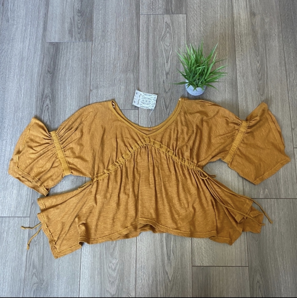 Free People Sand Storm Ruffle Sleeve Top Size XS NWOT